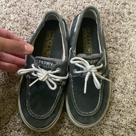 Kids Sperry Top Sider Boat shoes size 13 navy blue and white - Picture 2 of 5
